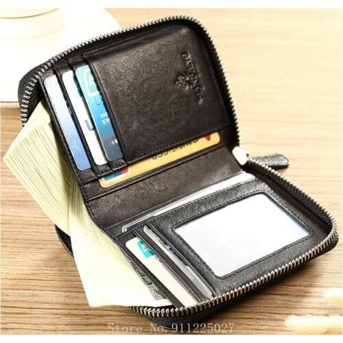 Xiaomi Genuine Leather Men Wallets Large Capacity Bifold Wallet Zipper Top Cowhide Vertical Card Holders Purse Bifold