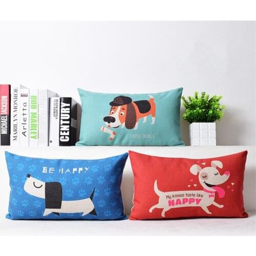 Animal Style Cartoon Bull Terrier Dachshund Printed Cushion Cover Home Decorative Sofa Coffee Car Chair Throw Pillow Case