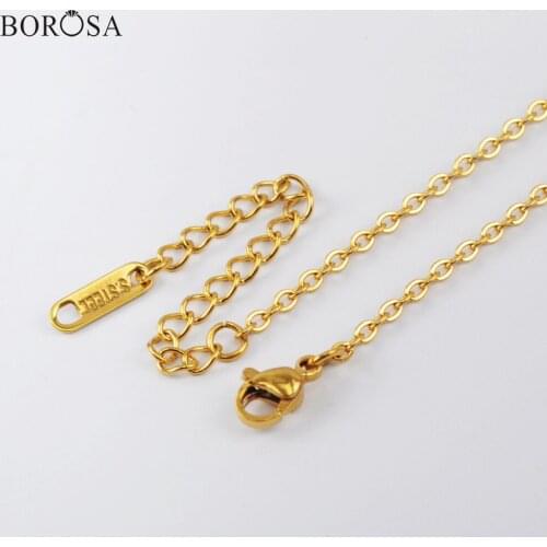 BOROSA New Gold Plating Copper Finished Chain Necklace with Losbter Clasp 26inch Stainless Steel Chain for Jewelry Making PJ457