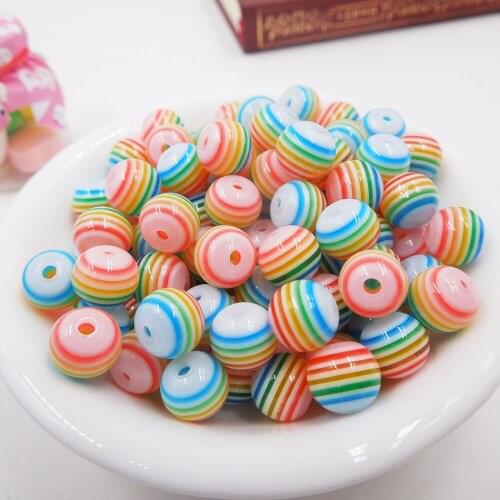 8mm 300pcs Resin diy rainbow beads colors Stripe 8mm Dia,Hole Size 1.5mm, Making necklace bracelet diy ,kid gift