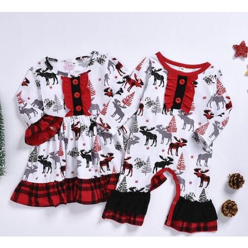 Kid Baby Boy Girl Christmas Sister Brother Clothes Deer Print Xmas Family Party Clothes Outfit