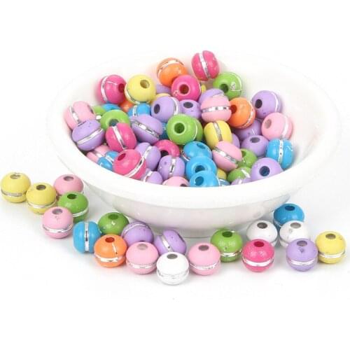 Mixed Round Cake Acrylic Beads Charm Loose Spacer Beads For Jewelry Making DIY Needlework Bracelet Accessories