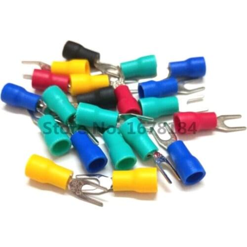 100pcs SV1.25-3 Furcate Terminal Cable Wire Connector Insulated Wiring Terminals Electrical Lug Crimp Terminal