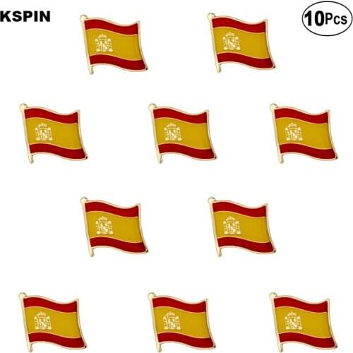 Spain Flag Lapel Pin Flag badge Brooch Pins Badges 10Pcs a Lot