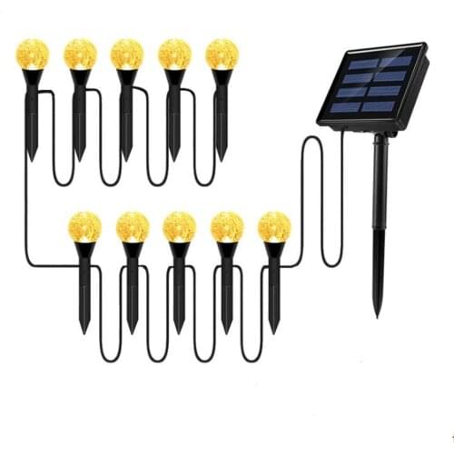 Solar Crystal Bubble Ball Lawn Lamp 10/15/20/30in1 Waterproof LED In-Ground Landscape Light String Outdoor Yard Walkway Patio