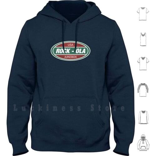 Vintage Rock Ola Jukebox Hoodies Long Sleeve Jukebox Vinyl Record Usa Show Music Rock And Roll American