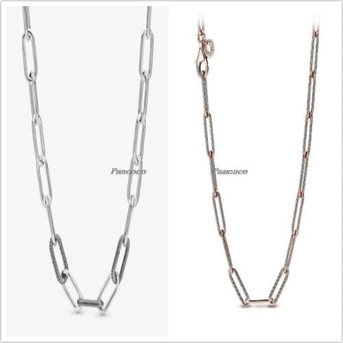 925 Sterling Silver Necklace Me Link Snake Chain Pattern Necklace For Women Bead Charm Diy Fashion Jewelry