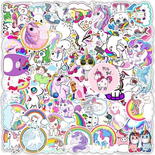 10/50/100PCS Cute Unicorn Graffiti Stickers Aesthetics Laptop Phone Water Bottle Luggage Bike Waterproof Sticker Decal Kid Toy