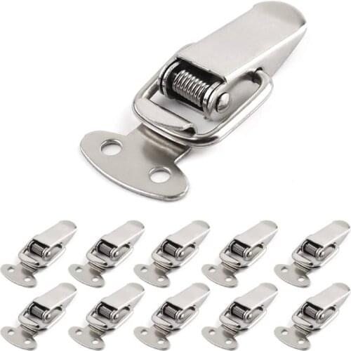 10pcs Mini Spring Loaded Buckle Latch Stainless Steel Toggle Hasp Lock Latch Catches Hasps Clamp for Luggage Wooden Case Toolbox