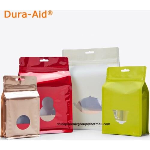 100pcs Stand up Ziplock Bags Square Bottom Snack Aluminum Foil Zip Lock Bag Pet Food Packaging with Clear Window free shipping