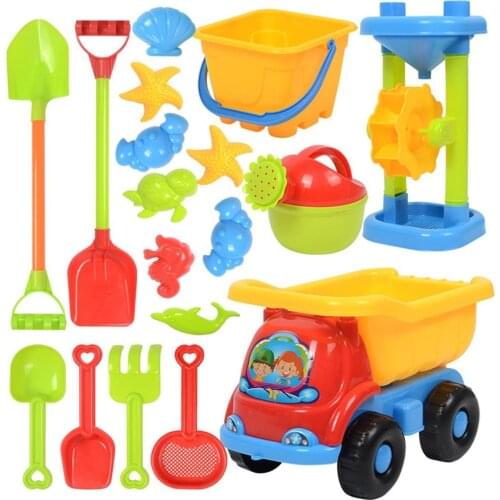 18pcs Beach Tools Set Sand Playing Toys Kids Fun Water Beach Seaside Tools Gifts Beach Sand toys Sandglass Shovel Tool Детские