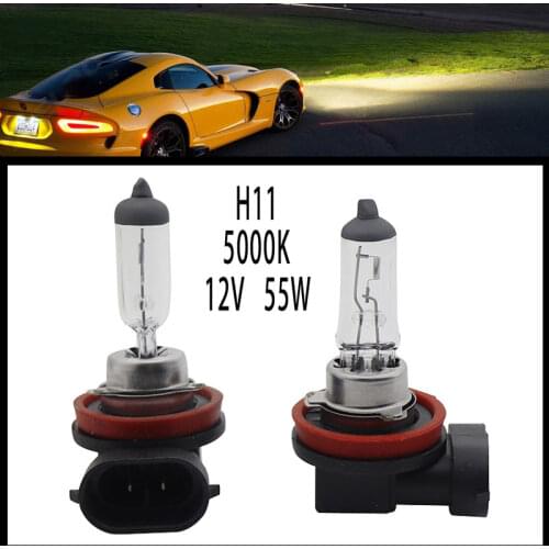 2pcs H11 12V 55W Xenon Halogen Hyaline car Headlight Hi/Lo Quartz Glass 5000K Light Lamp Bulbs