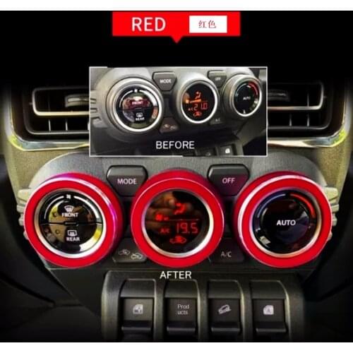 3PCS Air Conditioning Switch Decoration AC Knob Trim Cover Ring For Suzuki Jimny JB64 JB74 2018-2020 Car Interior Accessories