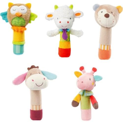 30pcs JJOVCE Newest cute animal baby shaking stick rattle toy BB device owl Sheep Bear donkey deer for child gift 20%Off