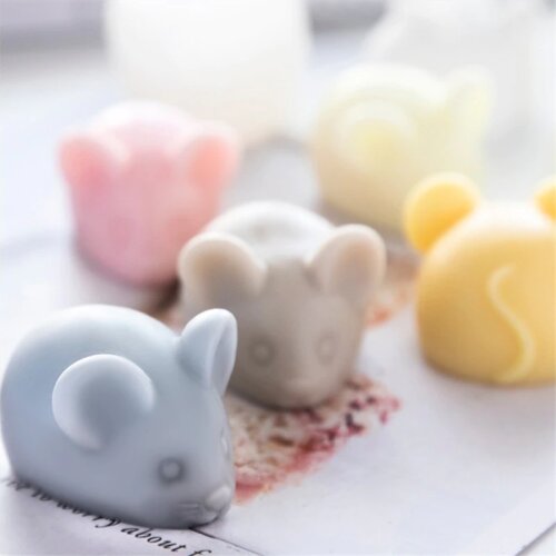 3D Cute Mouse Shape Silicone Candle Mold Fondant Cake Baking Mould DIY Aromatherapy Plaster Molds Handmade Soap Decoration