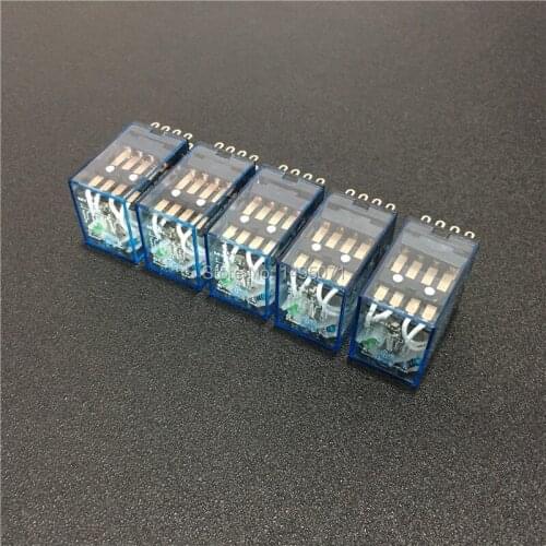 5pcs MY4NJ 12V DC 24V DC 110V AC 220V AC Coil Power Relay Miniature General Purpose Relays 14 Pins 4NO 4NC 5A MY4N-J HH54P
