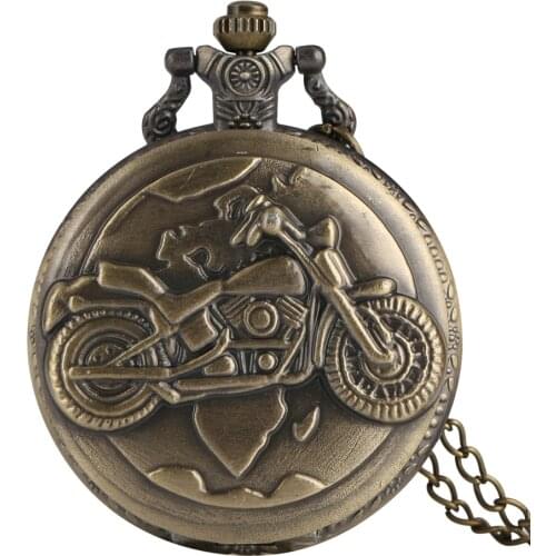 Antique Bronze 3D Motorcycle Motorbike MOTO Quartz Pocket Watch Fashion Necklace Chain Pendant Men Clock Gifts reloj enfermera