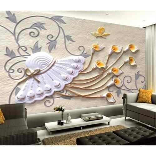 Large Custom hat flower Papel Murals Embossed 3d wall murals wallpaper for Living room TV background 3d photo mural Wall paper
