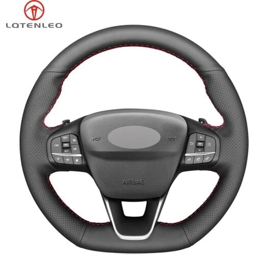 LQTENLEO Black Artificial Leather Steering Wheel Cover For Ford Focus ST-Line Fiesta ST-Line 2018-2019 Focus ST Fiesta ST 2019