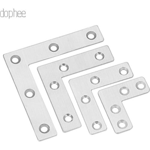 Dophee 5pcs Stainless Steel Plain Angle Bracket Satin L T Shape Board Support Corner Bracket Furniture Fittings Connectors