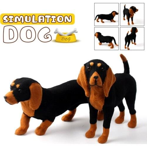 Simulation Dog Dachshund Plush Toy Puppy Lifelike Beagle Stuffed Doll Crafts Home Office Decor Ornaments Kids Companion Toy Gift