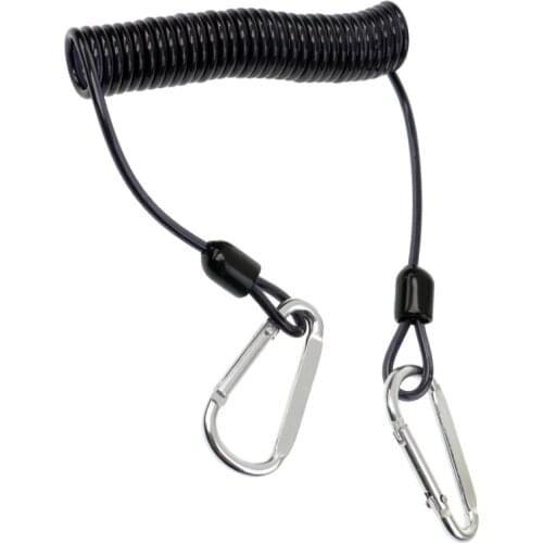 MagiDeal Stretch Bungee 0.06' Steel Wire Safety Coiled Lanyard with 2 Carabineer Keychain Clips for Torch Camera Tools