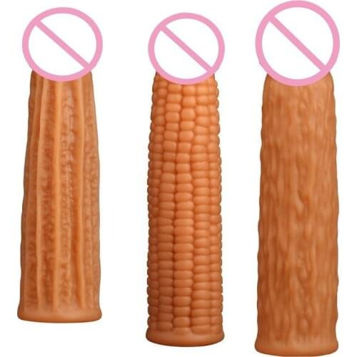 Reusable Vegetables Condom Cock Ring For Penis Enlargement Thick Condoms Extender Dildo Enhancer Sleeve Intimate Goods Sex Shop