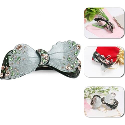 Fashion Butterfly Acrylic Hair Clip Exquisite Women Bow French Barrettes Luxury Rhinestone Hair Barrette Clips