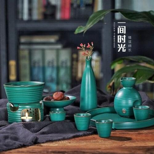 Japanese style sake set ceramic vintage small Chinese Baijiu cup pot household wine cooler wine heated bottle wineware