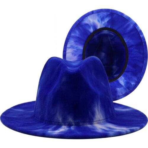 New Colorful Wide Brim New Style Church Derby Top Hat Panama Felt Fedoras Hat for Men Women wool British style Jazz Cap 56-58CM