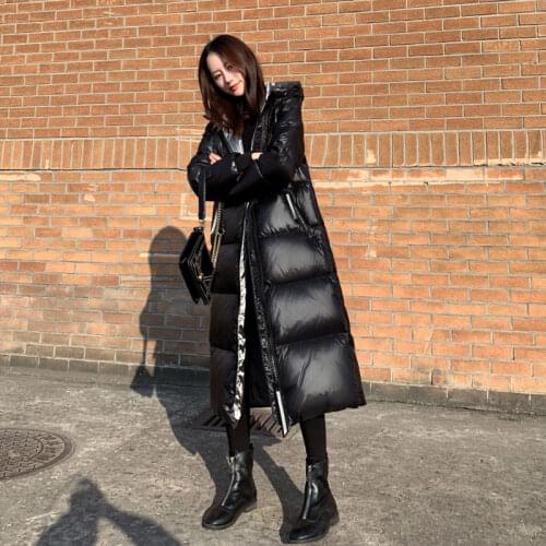 New slimming thick knee black cotton-padded jacket jacket [shipped within 15 days]]