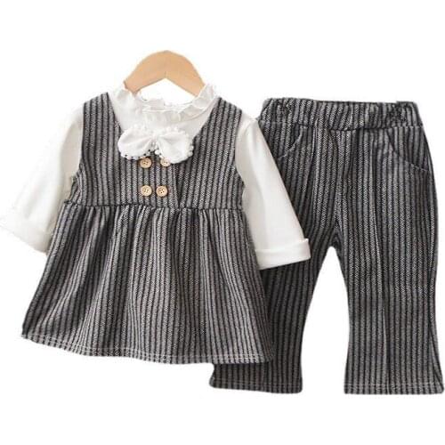 New Spring Autumn Baby Girls Clothes Suit Children Fashion Dress T Shirt Pants 3Pcs/Sets Toddler Casual Clothing Kids Tracksuits