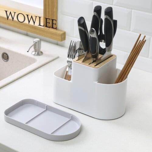 Utensil Holder Knife Block ABS Flatware Drainer Storage Box Spoon Fork Chopsticks Kitchen Organizer Rack