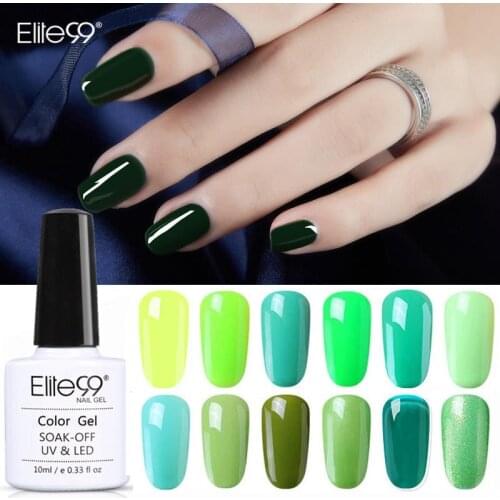 Elite99 10ml Green Gel Nail Polish Semi-Permanent Varnish Soak Off Pumpkin Color Gel Lacquer Nail Base Top Coat Nail Manicure
