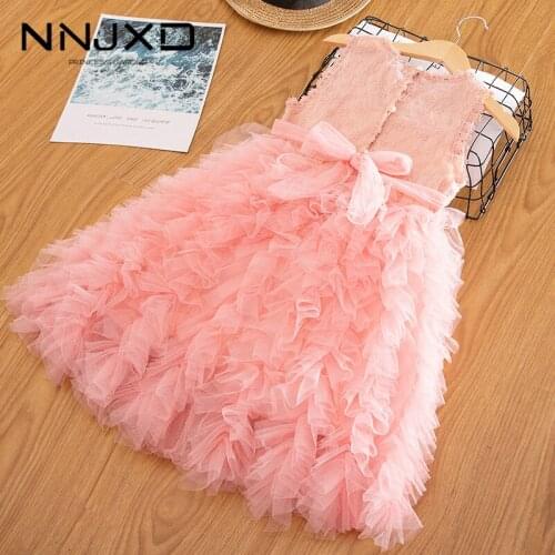 Fluffy Girls Princess Dress New Summer Kids Girl Party Dresses Festival Dress Sleeveless Children Clothing Elegant Vestidos