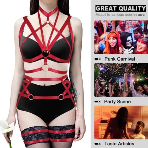 Sexy Body Chest Harness Womens UnderwearGothic Garter Belt Elasticity Adjustable Binding Body Erotic Lingerie BDSM Bandage