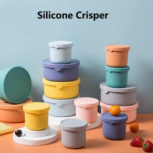 Silicone Lunch Box Vegetable Fruit Salad Fresh-Keeping Box With Lid Office Student Childrens Lunch Box Kitchen Food Container