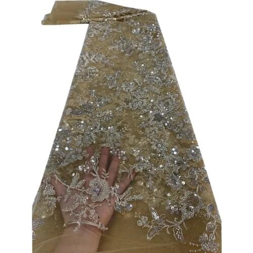 SJ Lace African French Sequins Lace Fabric 2021 High Quality Lace Material Nigerian Lace Fabrics For Garment Sewing Z4-57
