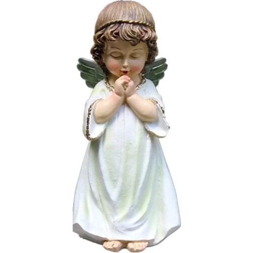 AMERICAN COUNTRY LITTLE ANGEL STATUE RESIN CRAFTS PRAYING GIRL FIGURE ARTS SCULPTURE OUTDOOR GARDEN COURTYARD DECORATION R2950