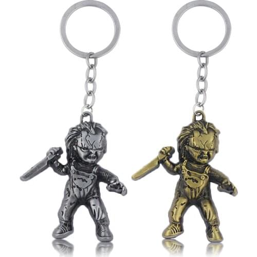 Horror Chucky Toy Pendant Keychain Jewelry Movie Bride Themed Key Chain Keyring Alloy Trinket Gifts Cute Car Key Holder
