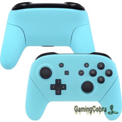 Soft Touch Heaven Blue Full Set Housing Shell Cover Handles Replacement for NS Switch Pro Controller