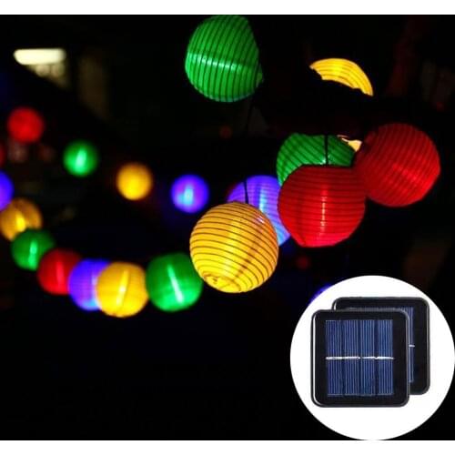 Solar LED String Fairy Light Outdoor Lantern Ball 10/20/30 New Year Xmas Halloween Party Garland Lamp for Home Garden Decor