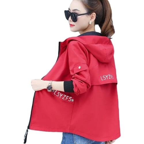 Womens Jackets 2021 New Spring Windbreaker Famale Long Sleeve Causal Overcoat Hooded Jacket Basic Coats Outwear Plus Size 4XL