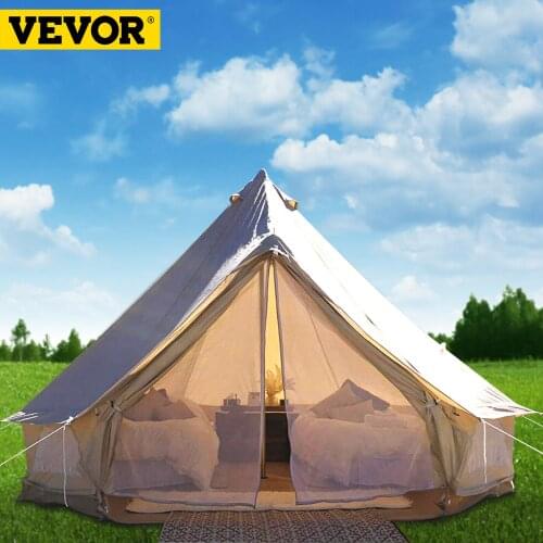 VEVOR 3-7m Camping Tent 4-12 Person Cotton Canvas Bell For Outdoor All Seasons Tents Family Party Picnic Yurt Tent Waterproof