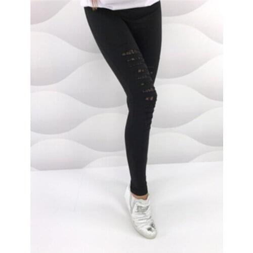 Women Hollow Out Lace Patchwork Casual Pencil Pants Slim Fit Skinny High Waist Pocket Trousers Ladies Cargo Trousers Sweatpants