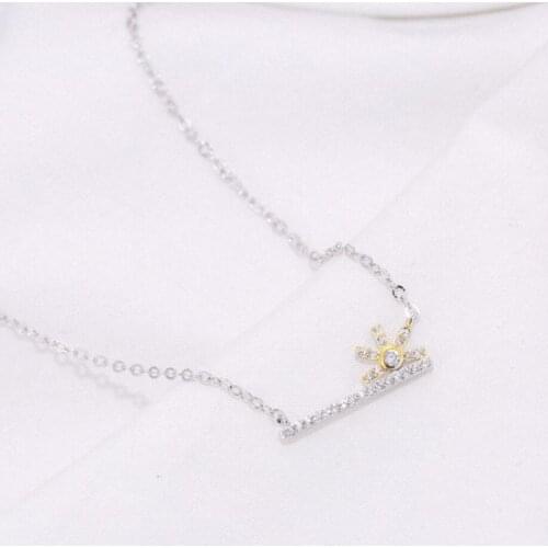 Sun Flower Fresh Literary Cute Simple Korea 925 Sterling Silver Clavicle Chain Temperament Trendy Female Necklace SNE192