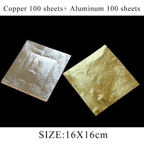 16cm Italian Copper Leaf Aluminum Foil Sheets Glitter Paper Gilding for Art Crafts Home Decoration Walls Photo Frame Gold Plated