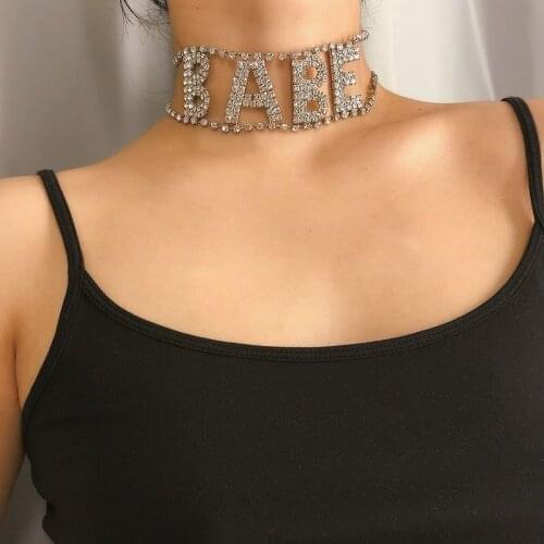 2021 fashion shining Rhinestone letter babe Necklace girl sweet style simple necklace party necklace jewelry gift wholesale