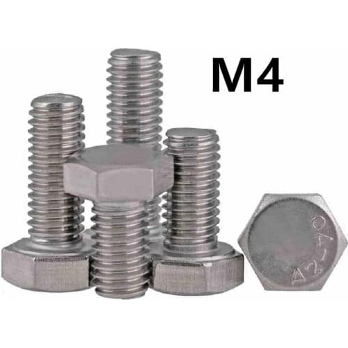 50PCS M4x8/10/12/14/60mm GB5783 hexahedron DIN933 304Stainless steel Outer Hexagon Hex Socket Head Cap Screw Bolt Metric Thread