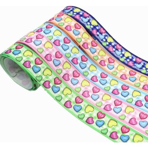 50 Yards Grosgrain Ribbon Love Heart-Shaped Printed Ribbon 1" 25MM For Hair Bows DIY Crafts Handmade Accessories M19061001